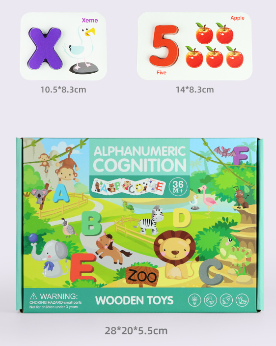 Alpha-Numeric Cognition Toy, ABC Wooden Letters & Numbers