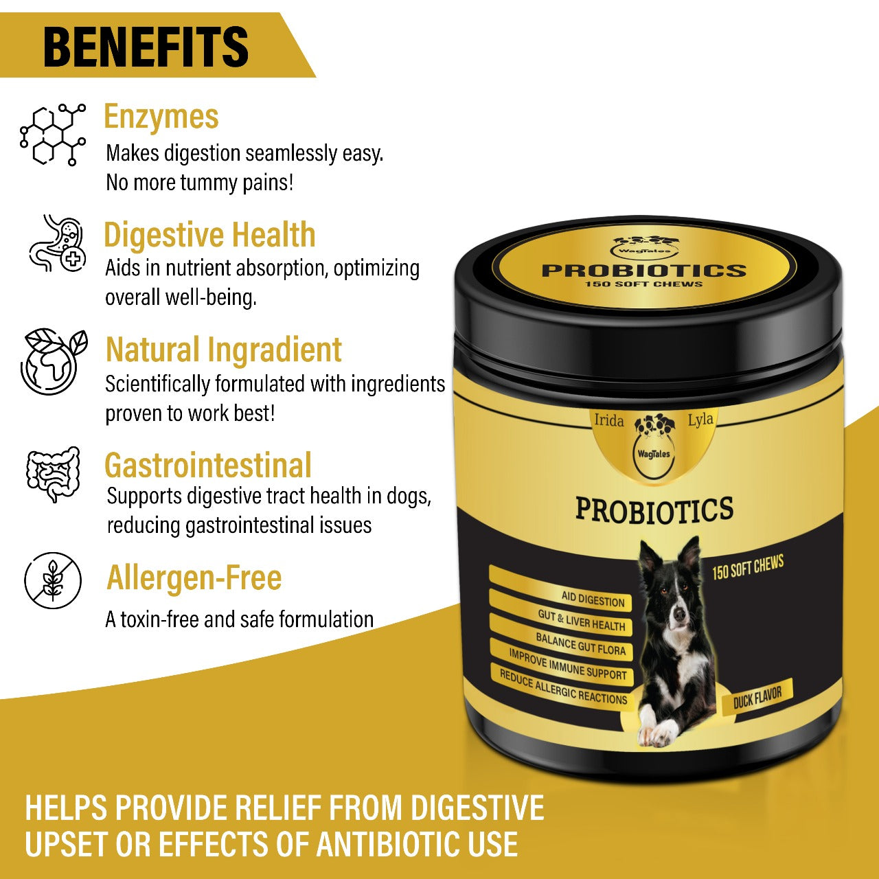 Probiotics for Dogs - 150 Chews | Duck Flavored