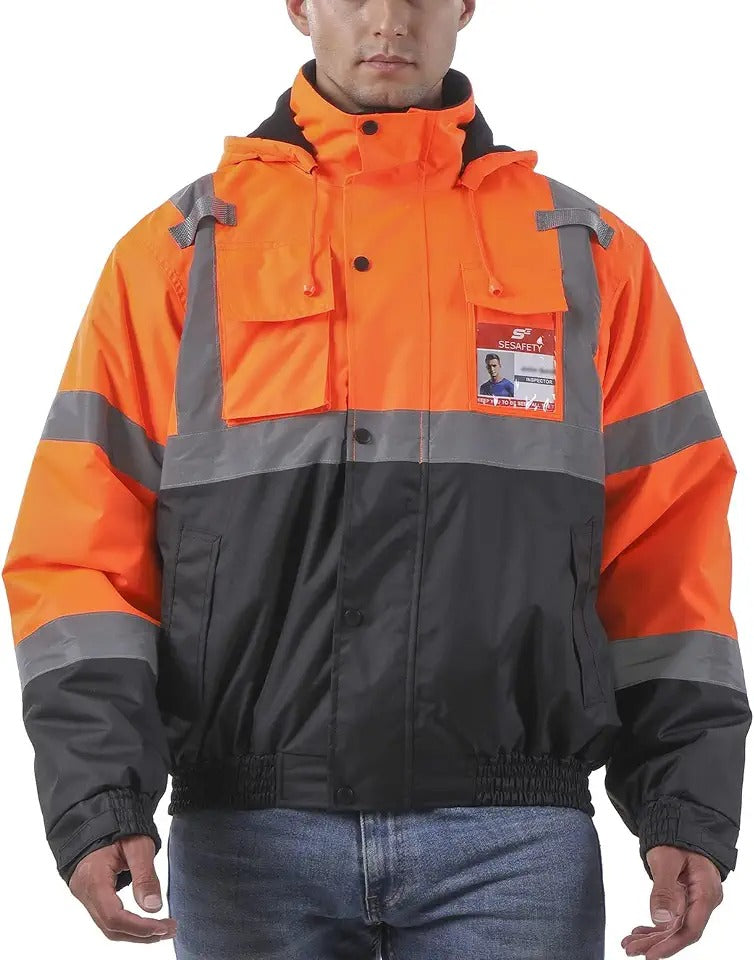 OccuNomix LUX-250-JB-BO3X Black Bottom Bomber Jacket, Class 3, 100% ANSI Polyester, 3X-Large, Orange 