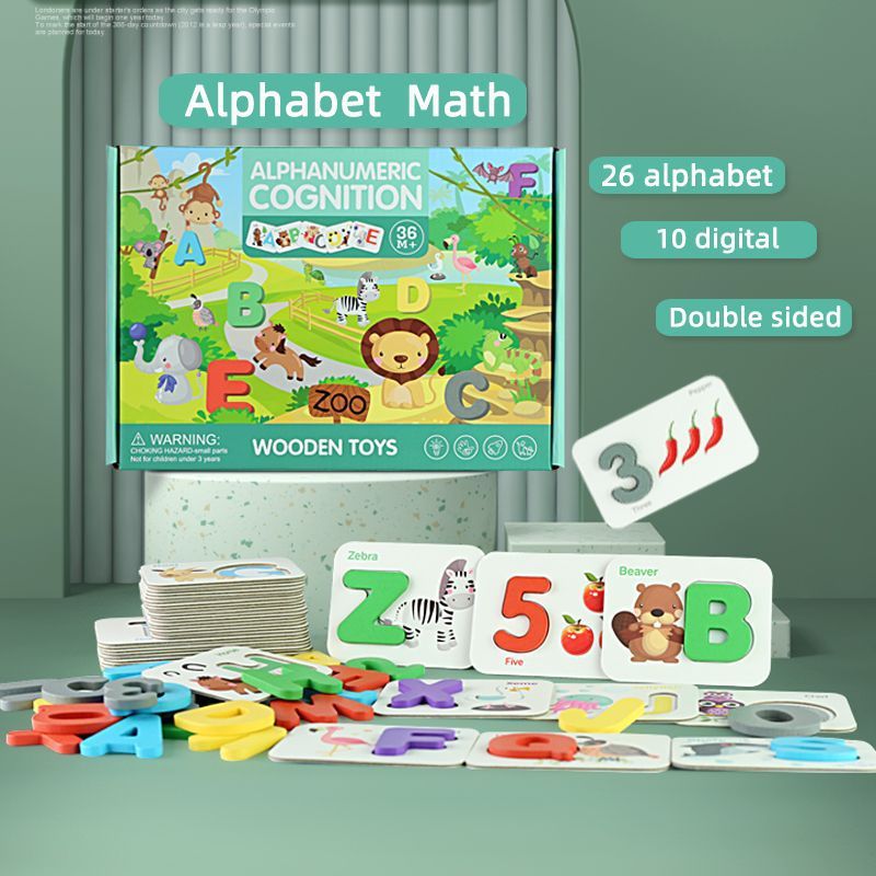 Alpha-Numeric Cognition Toy, ABC Wooden Letters & Numbers