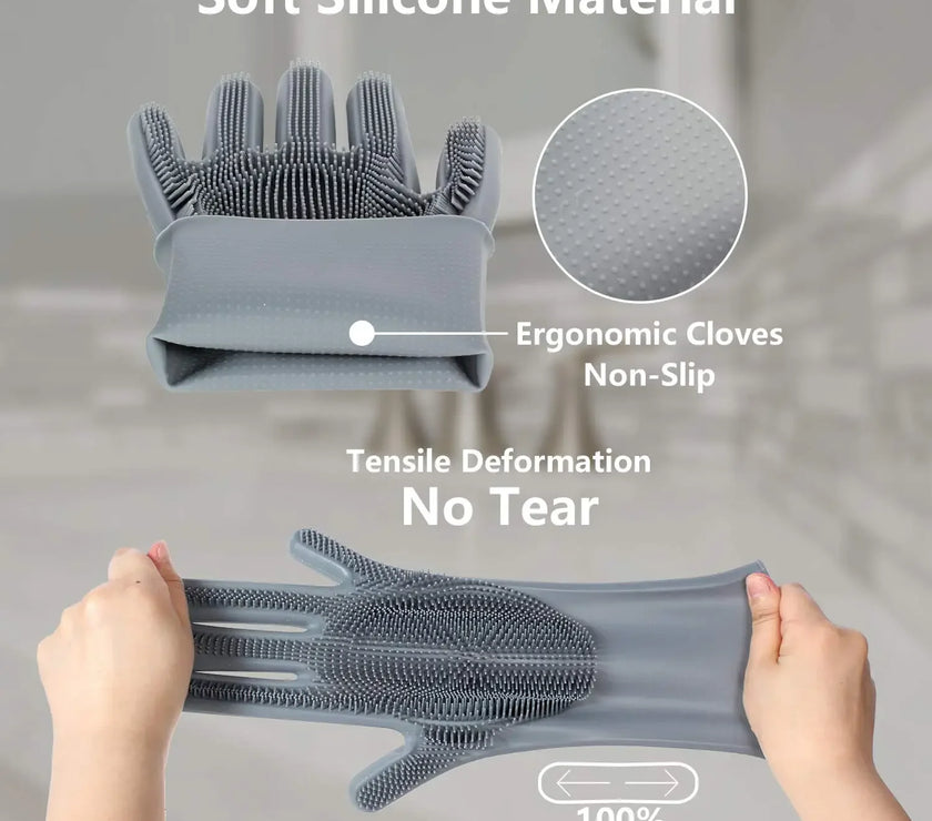 Pet Grooming Gloves Gentle Dog Bathing Shampoo Brush Massage Mitt with Enhanced Efficient Deshedding Glove for Dogs Cats Rabbits