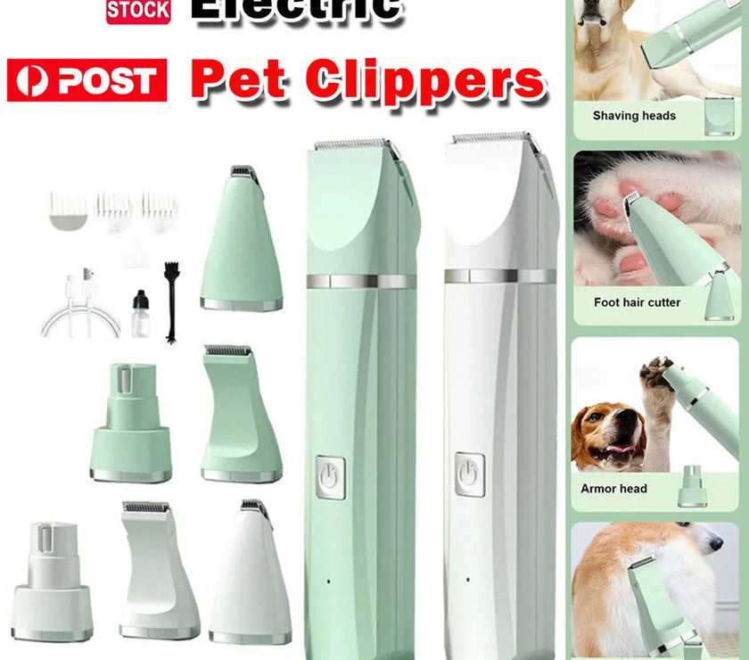 Professional 4-in-1 Electric Pet Grooming Tool Set Dog Hair Clippers USB Rechargeable Pets Haircut Trimmer Shaver Cats Supplies