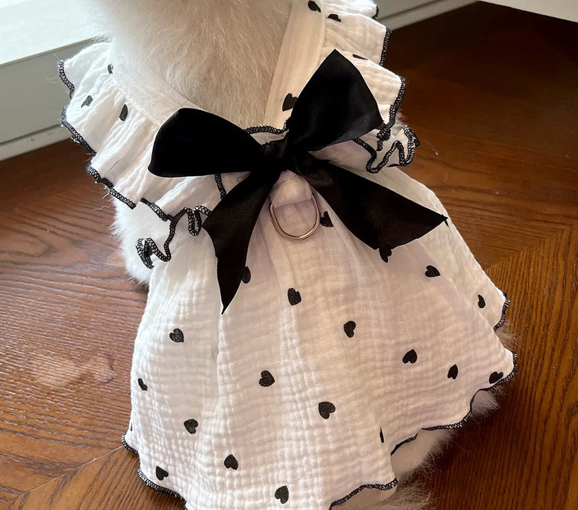 Pet dresses clothes for spring and summer dogs cats teddy bears Pomeranians plush toys  hearts all cotton fabric