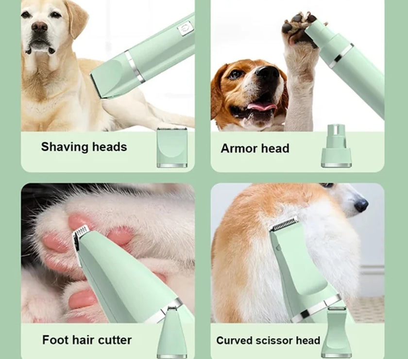 Professional 4-in-1 Electric Pet Grooming Tool Set Dog Hair Clippers USB Rechargeable Pets Haircut Trimmer Shaver Cats Supplies