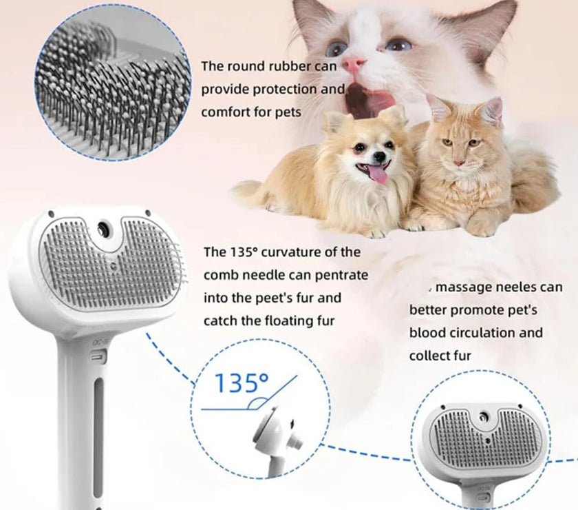 Dog Steam Grooming Brush Pet Spray Hair Removal Comb ABS Luxury Grooming Brush For Smooth Coat Pet 3 In 1 Groomer Steam