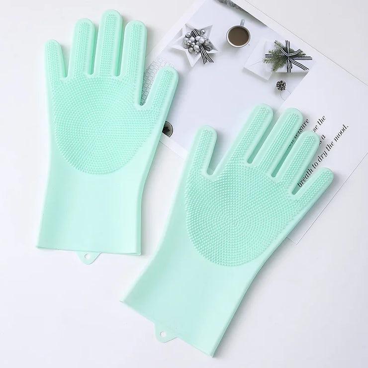 Pet Grooming Gloves Gentle Dog Bathing Shampoo Brush Massage Mitt with Enhanced Efficient Deshedding Glove for Dogs Cats Rabbits