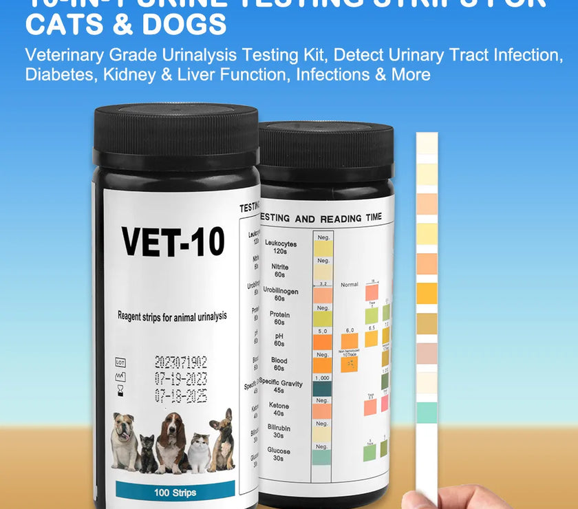 Pet Urine Testing Strips, 100 Urinalysis Parameter Tests for Dogs,Cats,Vets, Accurate Testing for Veterinarians, Detects UTI pH