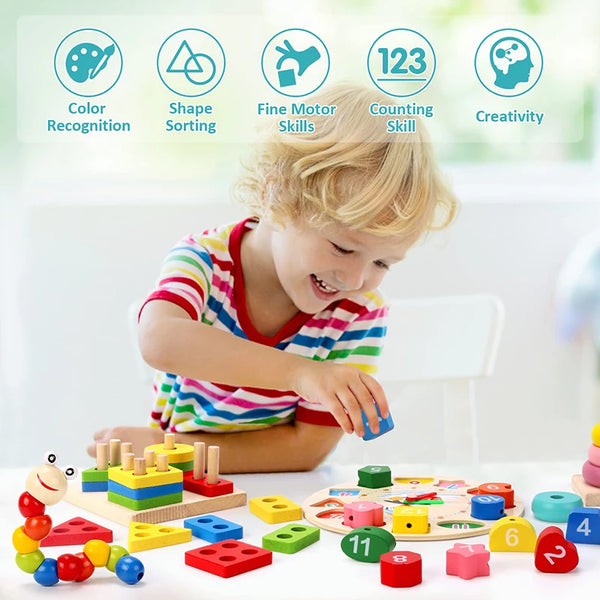 5-6pcs/set Montessori Wooden Toys for Babies