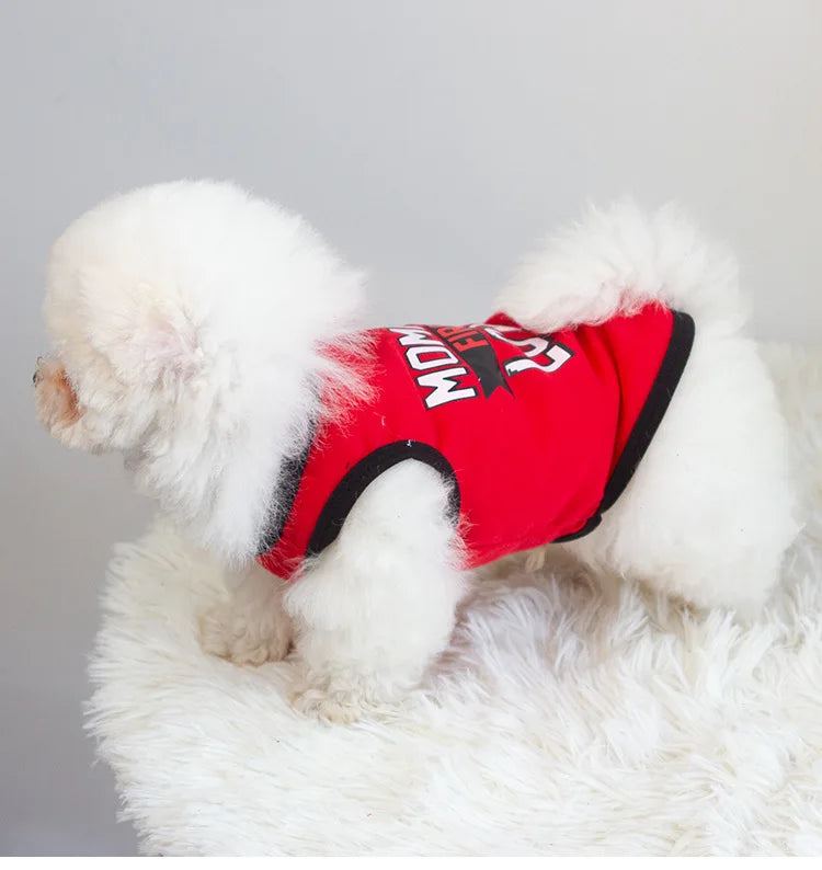 Red Pet Dog Clothes for Small Dogs Cat Vest T Shirts Chihuahua Cool Puppy Clothing Print Mommy‘s First Love for Halloween