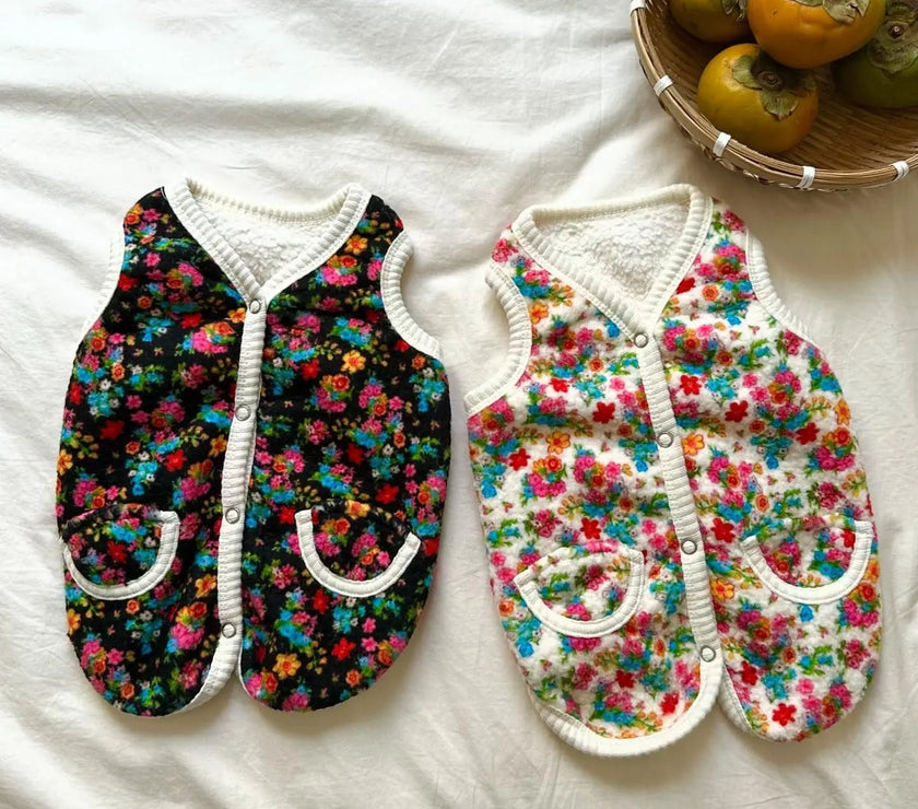 Cotton Pet Dog Clothes Pet Classic Shabby Flower Coat Bichon Winter Clothes Teddy Warm Vest Pretty Puppy Clothing Small Dogs