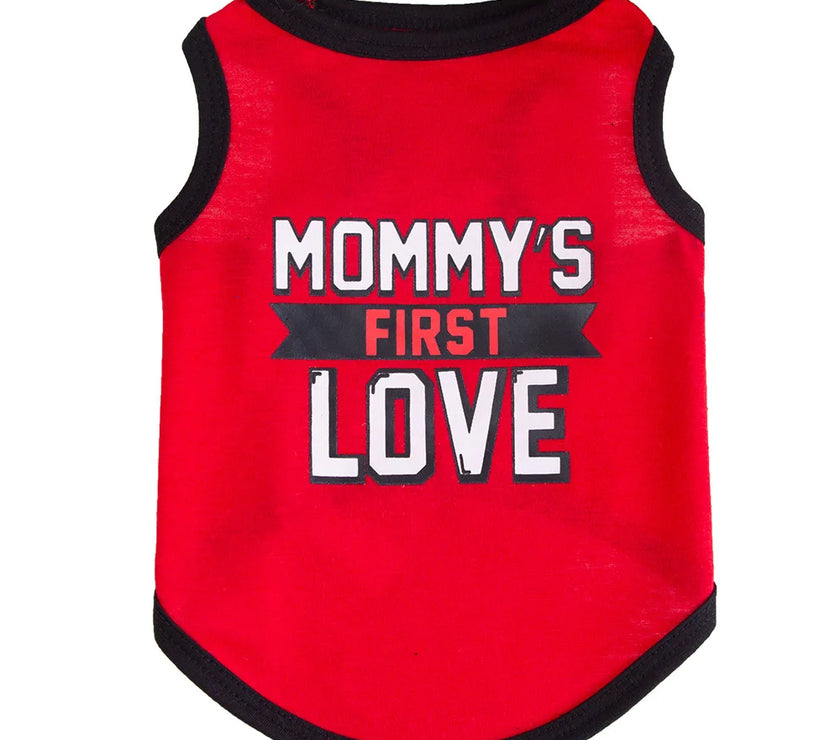 Red Pet Dog Clothes for Small Dogs Cat Vest T Shirts Chihuahua Cool Puppy Clothing Print Mommy‘s First Love for Halloween