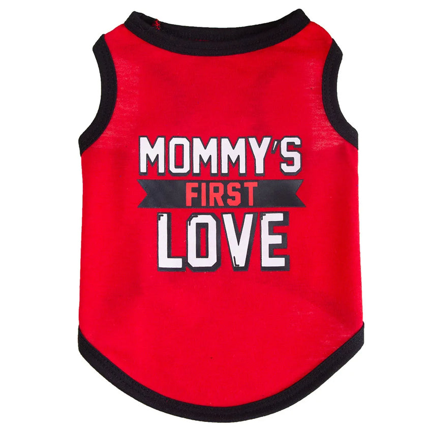 Red Pet Dog Clothes for Small Dogs Cat Vest T Shirts Chihuahua Cool Puppy Clothing Print Mommy‘s First Love for Halloween