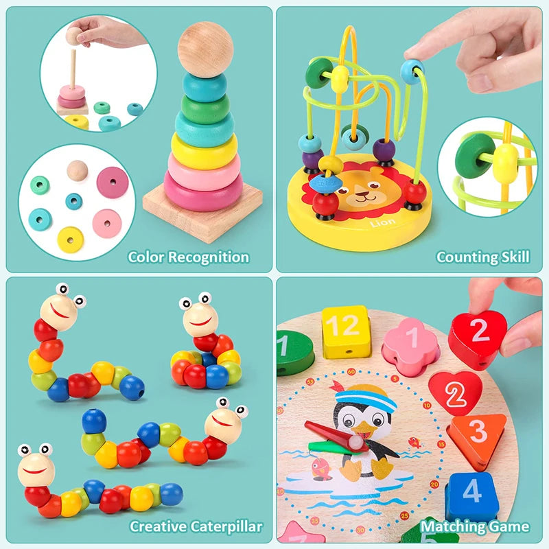 5-6pcs/set Montessori Wooden Toys for Babies