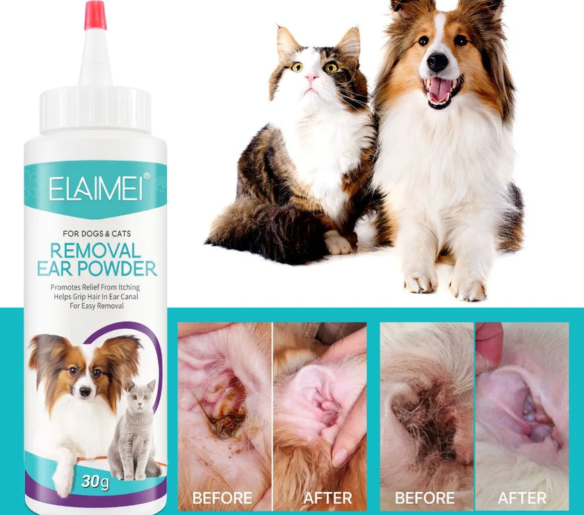 Pet Ear Powder for Dogs and Cats Pet Ear Health Care Easy to Remove Ear Hair