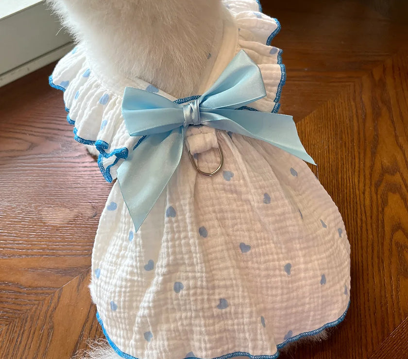 Pet dresses clothes for spring and summer dogs cats teddy bears Pomeranians plush toys  hearts all cotton fabric