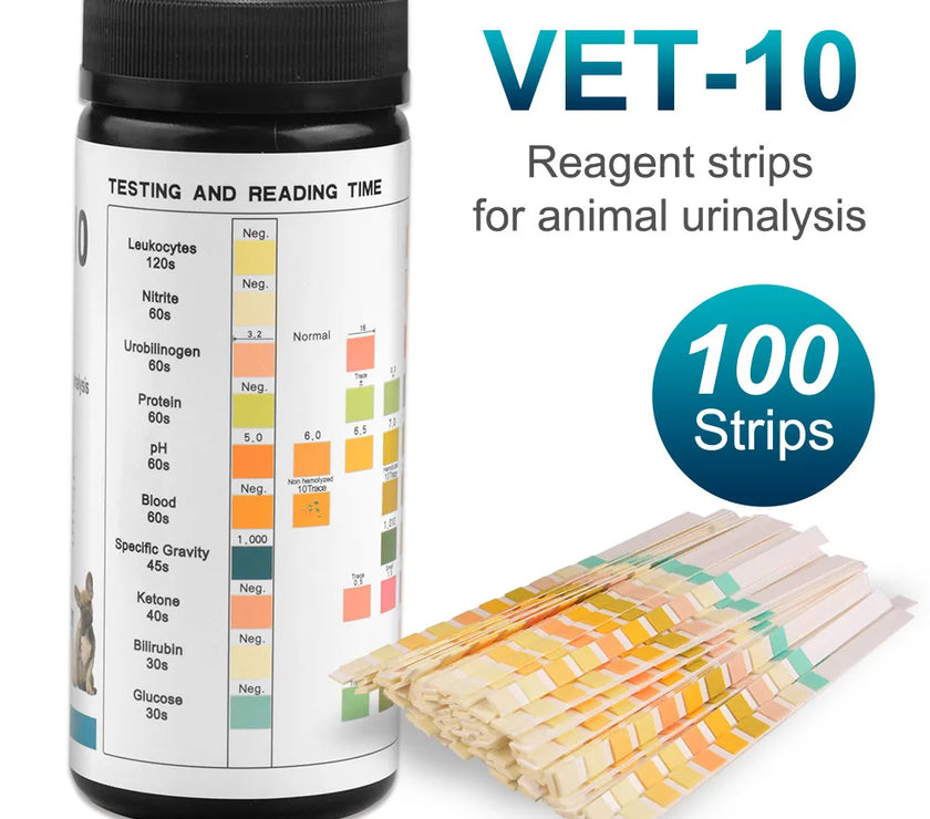 Pet Urine Testing Strips, 100 Urinalysis Parameter Tests for Dogs,Cats,Vets, Accurate Testing for Veterinarians, Detects UTI pH