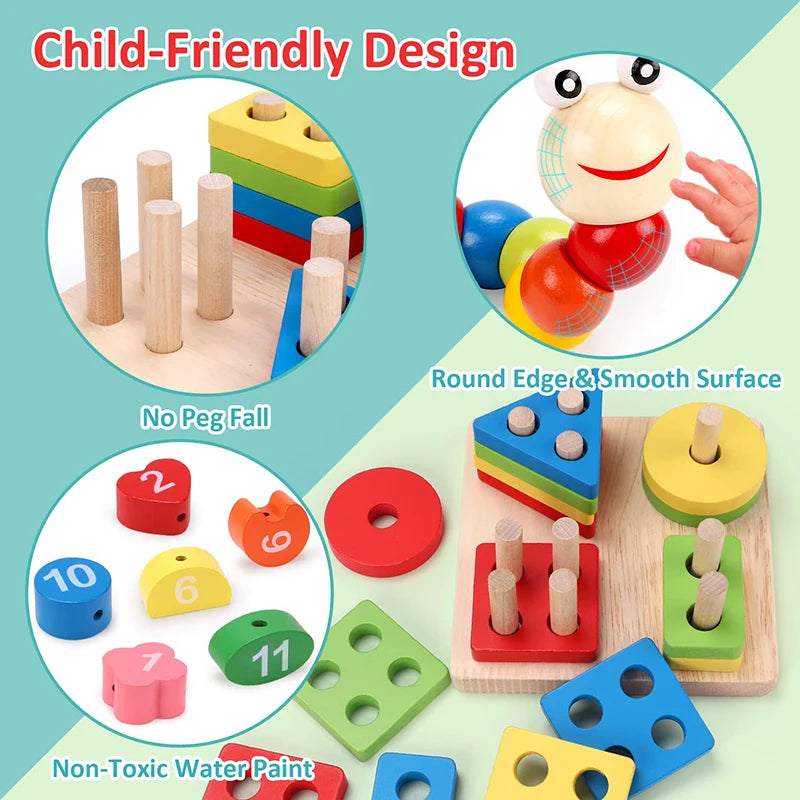 5-6pcs/set Montessori Wooden Toys for Babies