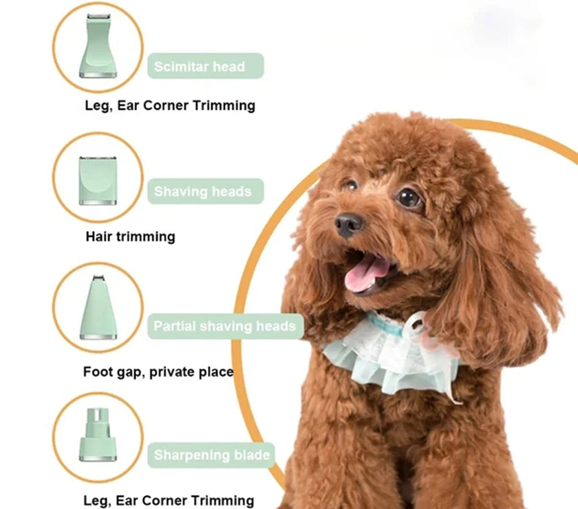 Professional 4-in-1 Electric Pet Grooming Tool Set Dog Hair Clippers USB Rechargeable Pets Haircut Trimmer Shaver Cats Supplies