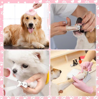 HOT-8Pcs Dog Brush Grooming Set, Pet Self-Cleaning Set, With Pet Nail Clippers And Files, Comb, Pet Shampoo Bath Brush