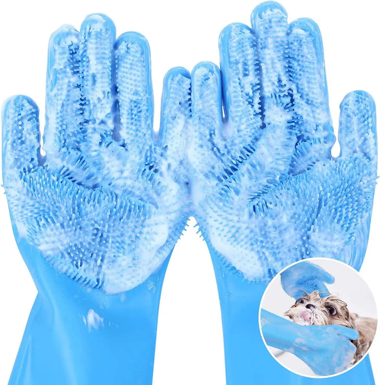 Pet Grooming Bathing Gloves Dog Cat Bathing Shampoo Scrubber Magic Massaging Cleaning Cleanner Sponge Silicon Hair Removal Glove