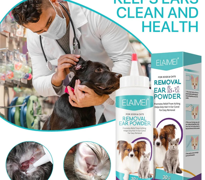 Pet Ear Powder for Dogs and Cats Pet Ear Health Care Easy to Remove Ear Hair