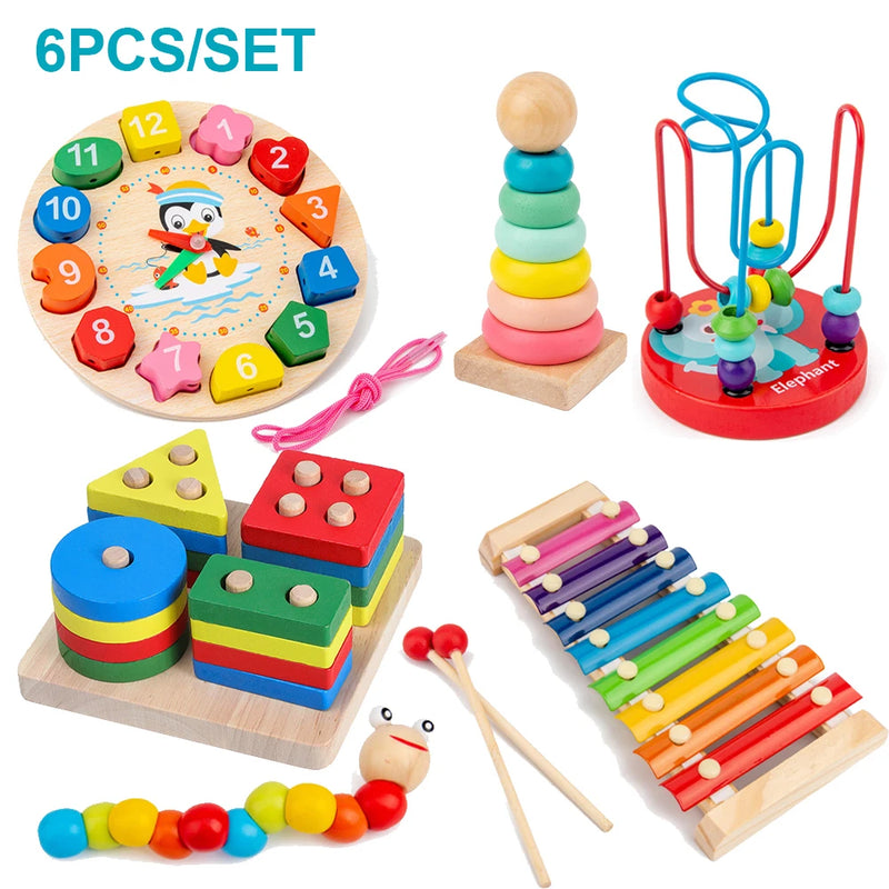 5-6pcs/set Montessori Wooden Toys for Babies