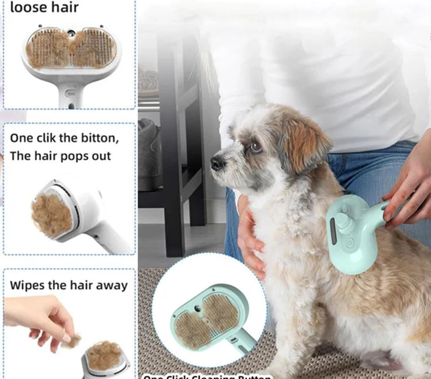 Dog Steam Grooming Brush Pet Spray Hair Removal Comb ABS Luxury Grooming Brush For Smooth Coat Pet 3 In 1 Groomer Steam