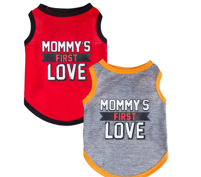Red Pet Dog Clothes for Small Dogs Cat Vest T Shirts Chihuahua Cool Puppy Clothing Print Mommy‘s First Love for Halloween