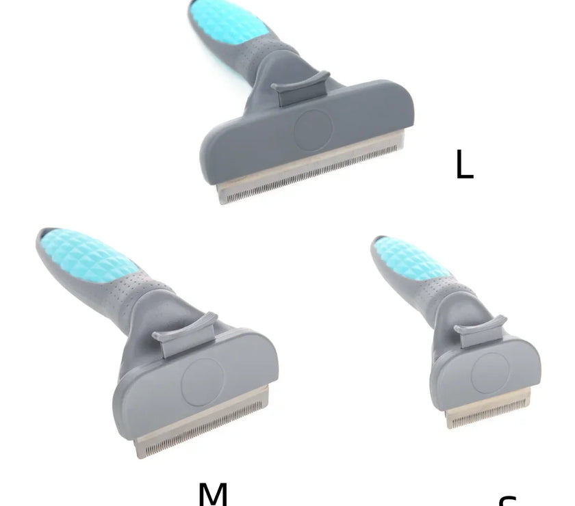 Pet Grooming Brush - Double Sided Shedding and Dematting Undercoat Rake Comb for Dogs and Cats,Extra Wide, Blue