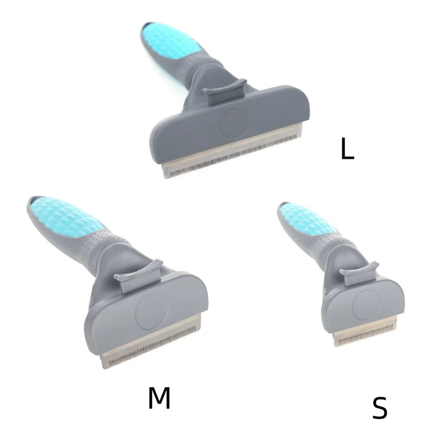 Pet Grooming Brush - Double Sided Shedding and Dematting Undercoat Rake Comb for Dogs and Cats,Extra Wide, Blue