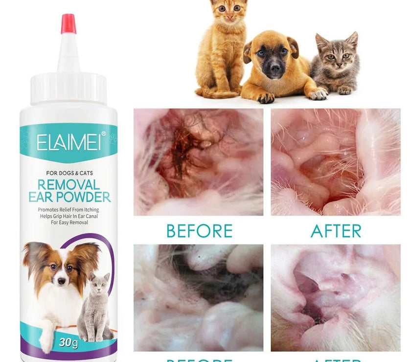 Pet Ear Powder for Dogs and Cats Pet Ear Health Care Easy to Remove Ear Hair