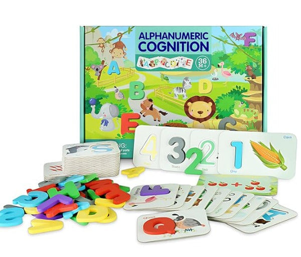 Alpha-Numeric Cognition Toy, ABC Wooden Letters & Numbers