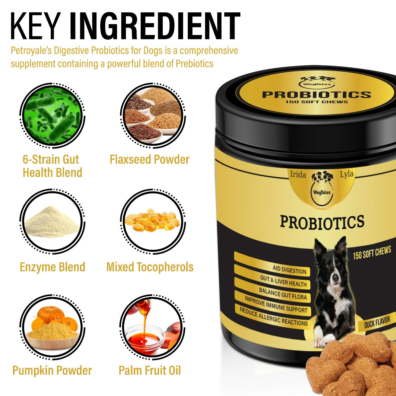 Probiotics for Dogs - 150 Chews | Duck Flavored